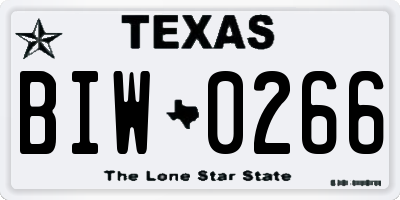 TX license plate BIW0266