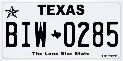 TX license plate BIW0285
