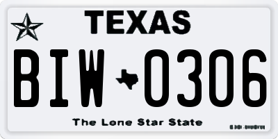 TX license plate BIW0306