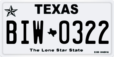 TX license plate BIW0322