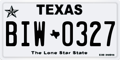 TX license plate BIW0327