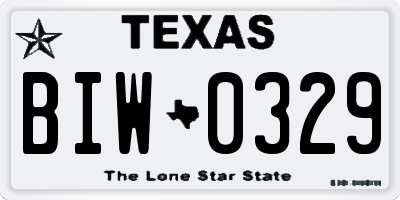 TX license plate BIW0329