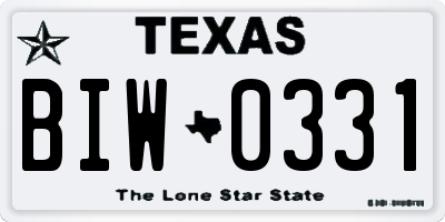 TX license plate BIW0331