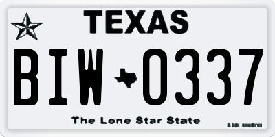 TX license plate BIW0337