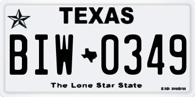 TX license plate BIW0349