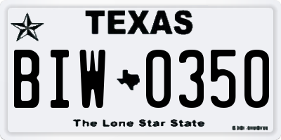 TX license plate BIW0350