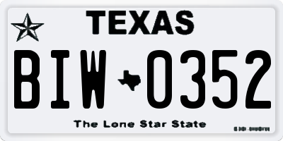 TX license plate BIW0352