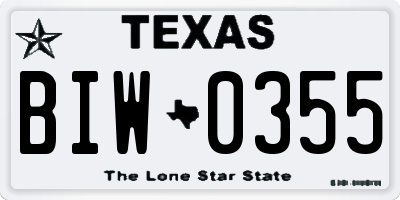 TX license plate BIW0355