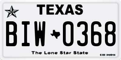 TX license plate BIW0368