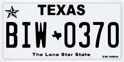 TX license plate BIW0370