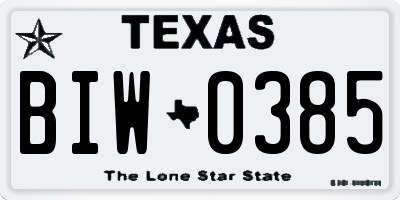 TX license plate BIW0385