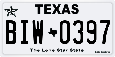 TX license plate BIW0397