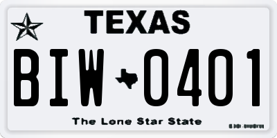 TX license plate BIW0401