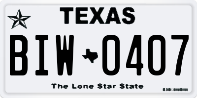 TX license plate BIW0407