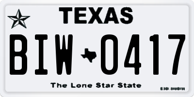 TX license plate BIW0417