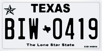TX license plate BIW0419