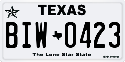 TX license plate BIW0423