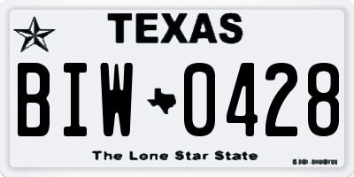 TX license plate BIW0428