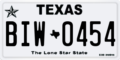 TX license plate BIW0454
