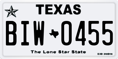 TX license plate BIW0455