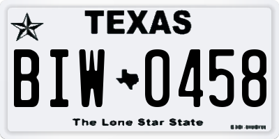 TX license plate BIW0458
