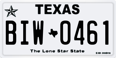 TX license plate BIW0461