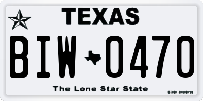TX license plate BIW0470