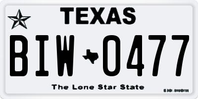 TX license plate BIW0477