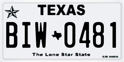 TX license plate BIW0481