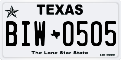 TX license plate BIW0505