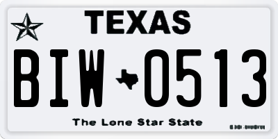 TX license plate BIW0513