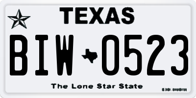 TX license plate BIW0523