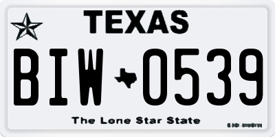 TX license plate BIW0539