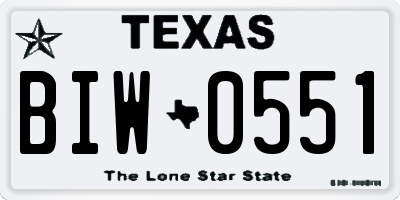 TX license plate BIW0551