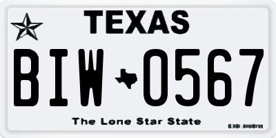 TX license plate BIW0567