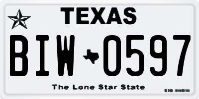 TX license plate BIW0597