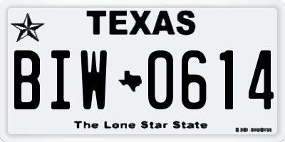 TX license plate BIW0614