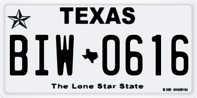TX license plate BIW0616