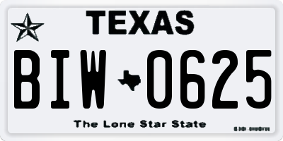 TX license plate BIW0625
