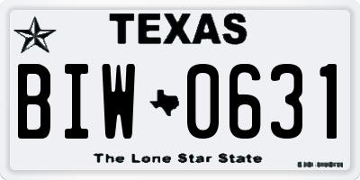 TX license plate BIW0631