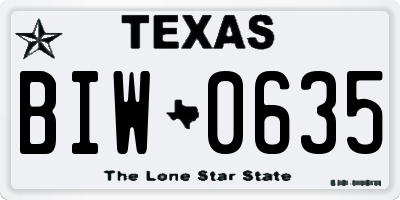 TX license plate BIW0635