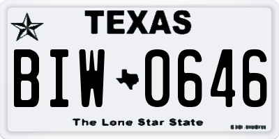TX license plate BIW0646