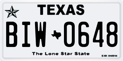 TX license plate BIW0648