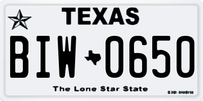 TX license plate BIW0650