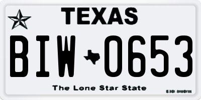 TX license plate BIW0653
