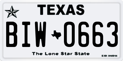 TX license plate BIW0663