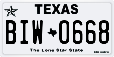 TX license plate BIW0668