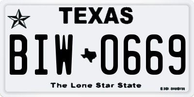 TX license plate BIW0669