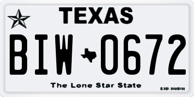 TX license plate BIW0672