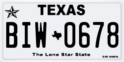 TX license plate BIW0678
